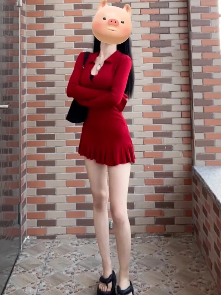 Jurken Damesjurk met lange mouwen Bruidsmeisje Lente Mesh Polka Dot Geborduurde pofmouwen Tailleloos Oversized Zoete meisjesstijl