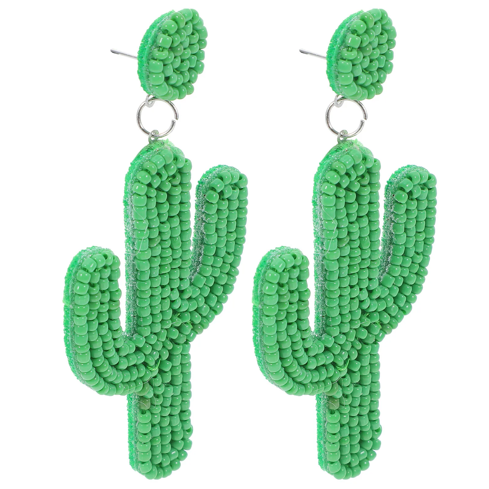 

1Pair Cactus Earrings Beaded Dangle Creative Drop Earrings for Women Stylish All Match Party Gift Beaded Ear Dangle