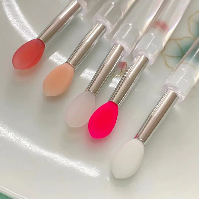 Portátil Silicone Lip Brush com tampa, macio multifuncional, bálsamo aplicador, batom, Lipgloss, pincéis de maquiagem plana