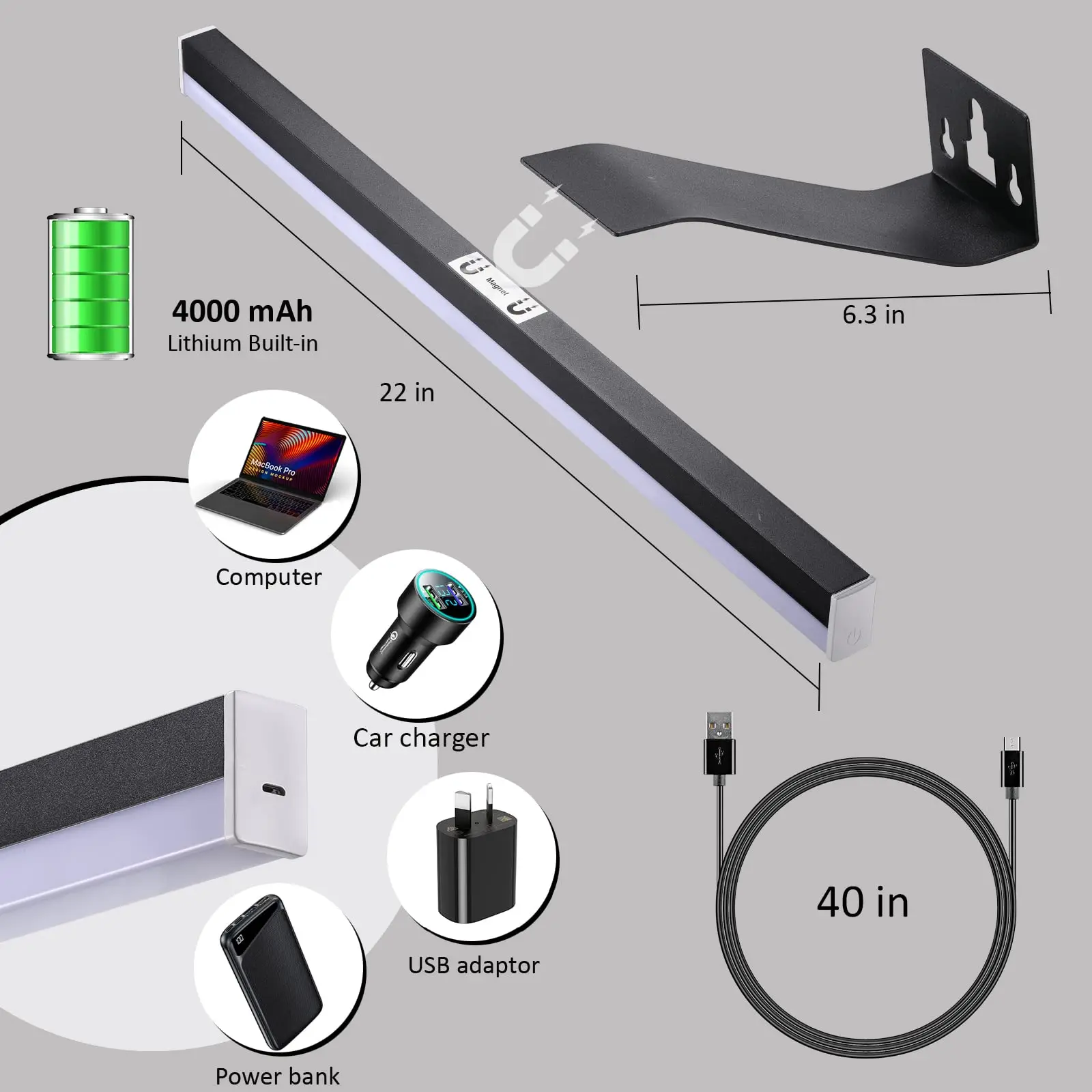 Telecomando ricaricabile senza fili della luce dell\'immagine del LED 3 luci dell\'immagine di regolazione di colore 22in per la decorazione della