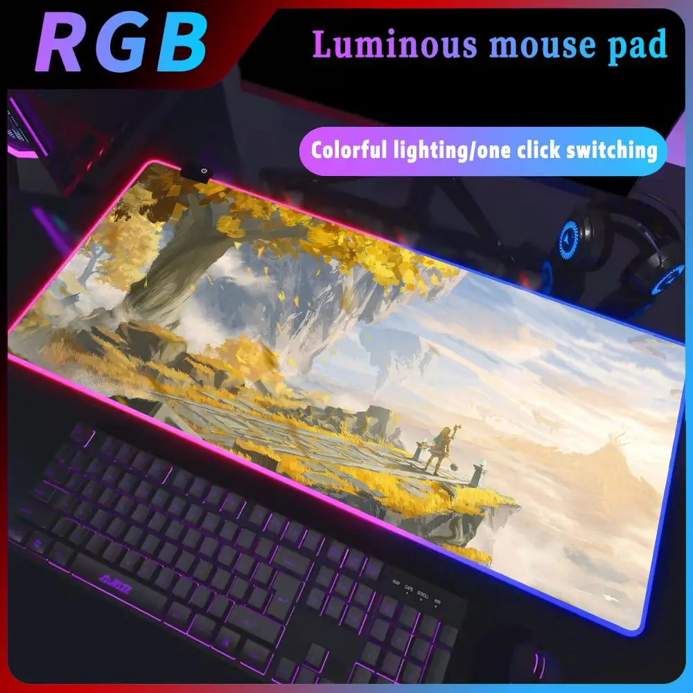 Imagem -02 - Rgb Empresa Deskmat com Luz Led Tapete de Teclado Z-zelda Mouse Pad Gamer Gaming Table pc Complete Rug Xxl Acessórios de Teclado