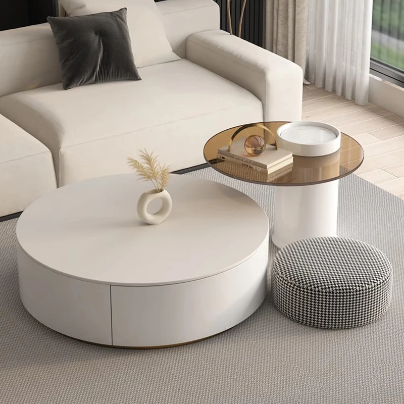 

Vanity Round Coffee Tables Mobile Floor Funky White Neat Coffee Tables Luxury Elegant Muebles Hogar Living Room Furnitures