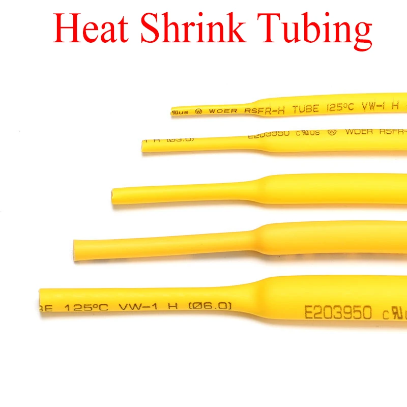 

Yellow Polyolefin Thermoresistant Heat Shrink Tube Kit 2：1 Shrinking Assorted Sleeving Heat 1Meter Shrink Wrapping Assorted