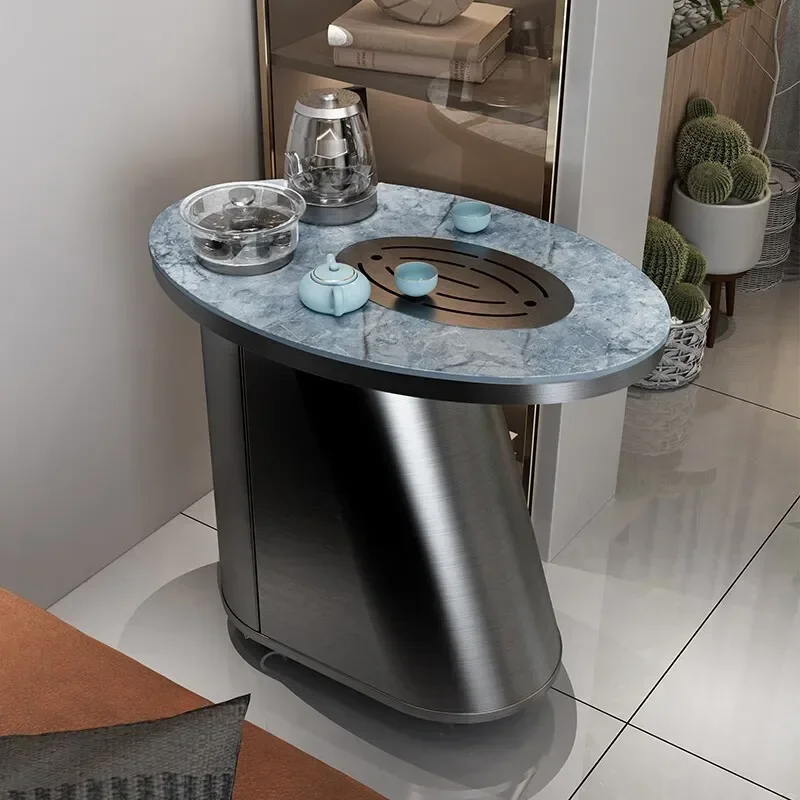 Luxury stone rock slab tea table, light luxury tea table and chair combination, small apartment balcony Kung Fu bubble