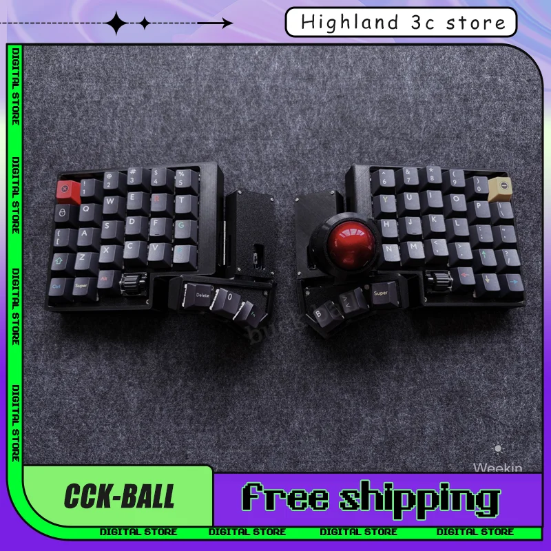 

Weekin CCK-BALL Сплит-клавиатура Крестики Двойные ручки Регулируемый флакон Zmk Механическая клавиатура Комплект Беспроводная Bluetooth Трекбол Игра