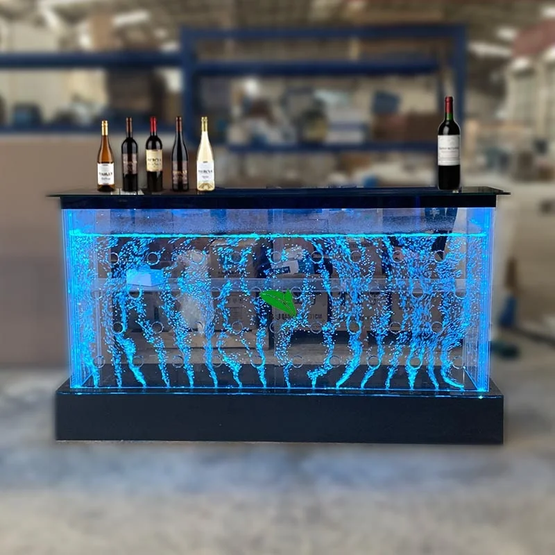 Custom. Restaurant Bar Meubels Kleurrijk Licht Veranderende Led Acryl Waterbel Muur Wijnkast Bar Teller