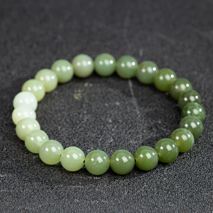 

TIMESWIND Natural Jade Gradient Green Round Beaded Fashion Women Bracelet with Certificate