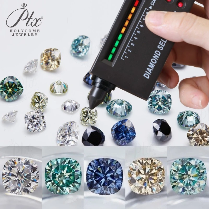100% Real Moissanite Certified Lab Grown Pass Diamond Tester Pen Loose Gemstones Cushion Shape 0.35-10CT GRA Jewelry Stones Diy