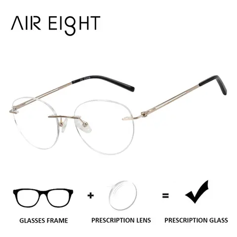 AIR EIGHT Rimless Prescription Glasses Women Titanium Frame Progressive Multifocal Lenses Photochromic Optical Eyewear
