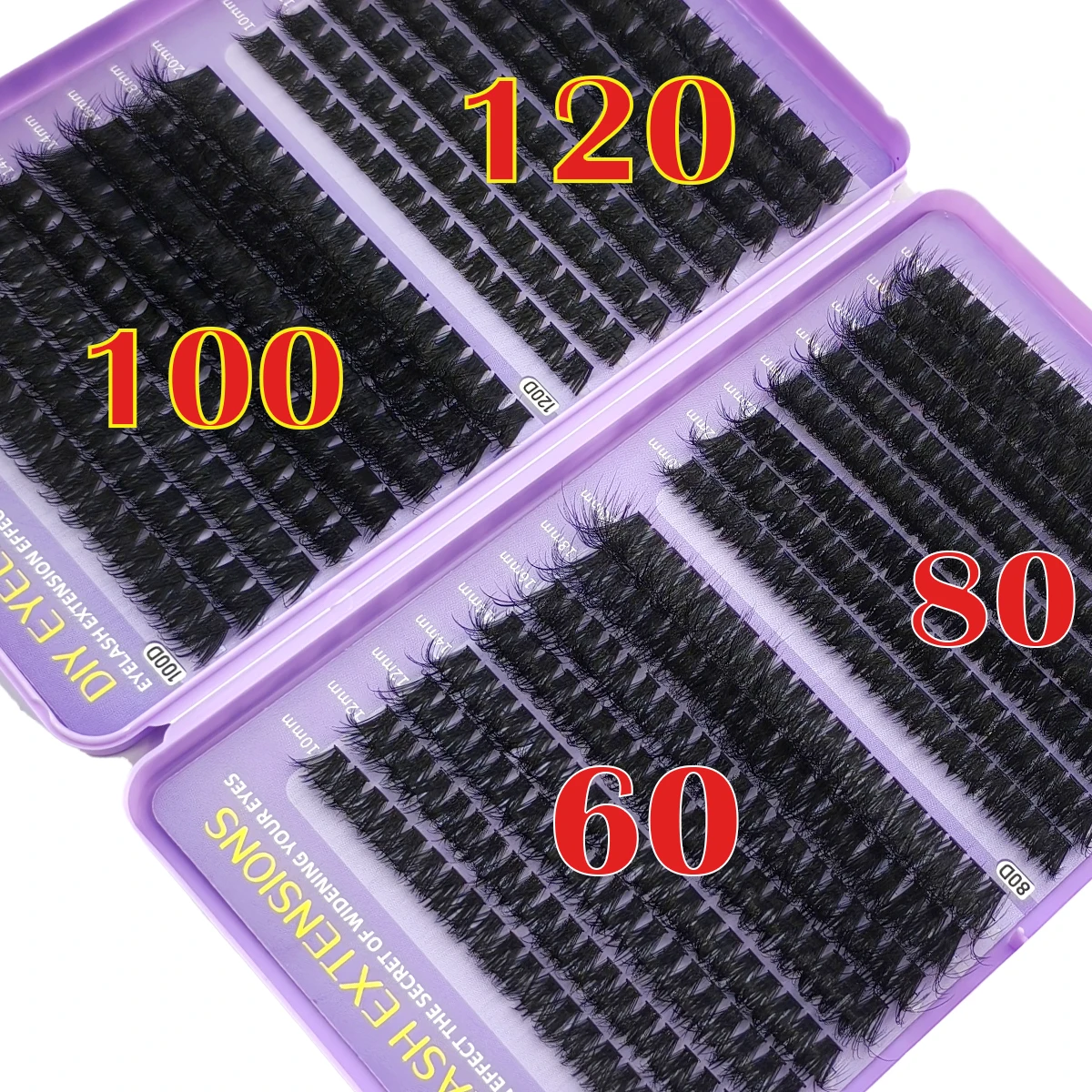 640 Stück 32 Reihen 30P-200P Make-up-Zubehör Wimpernbuch Einzelcluster Falsche Wimpern Faux Cils 8-18mm Dramatische Wimpern Gemischtes Tray