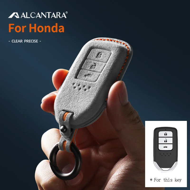 AlcantaraCar Key Case For Honda Accord Fit Vezel City Civic Jazz BR-V HRV HR-V CR-V UR-V ZR-V XR-V Suede Keychains Key Cover