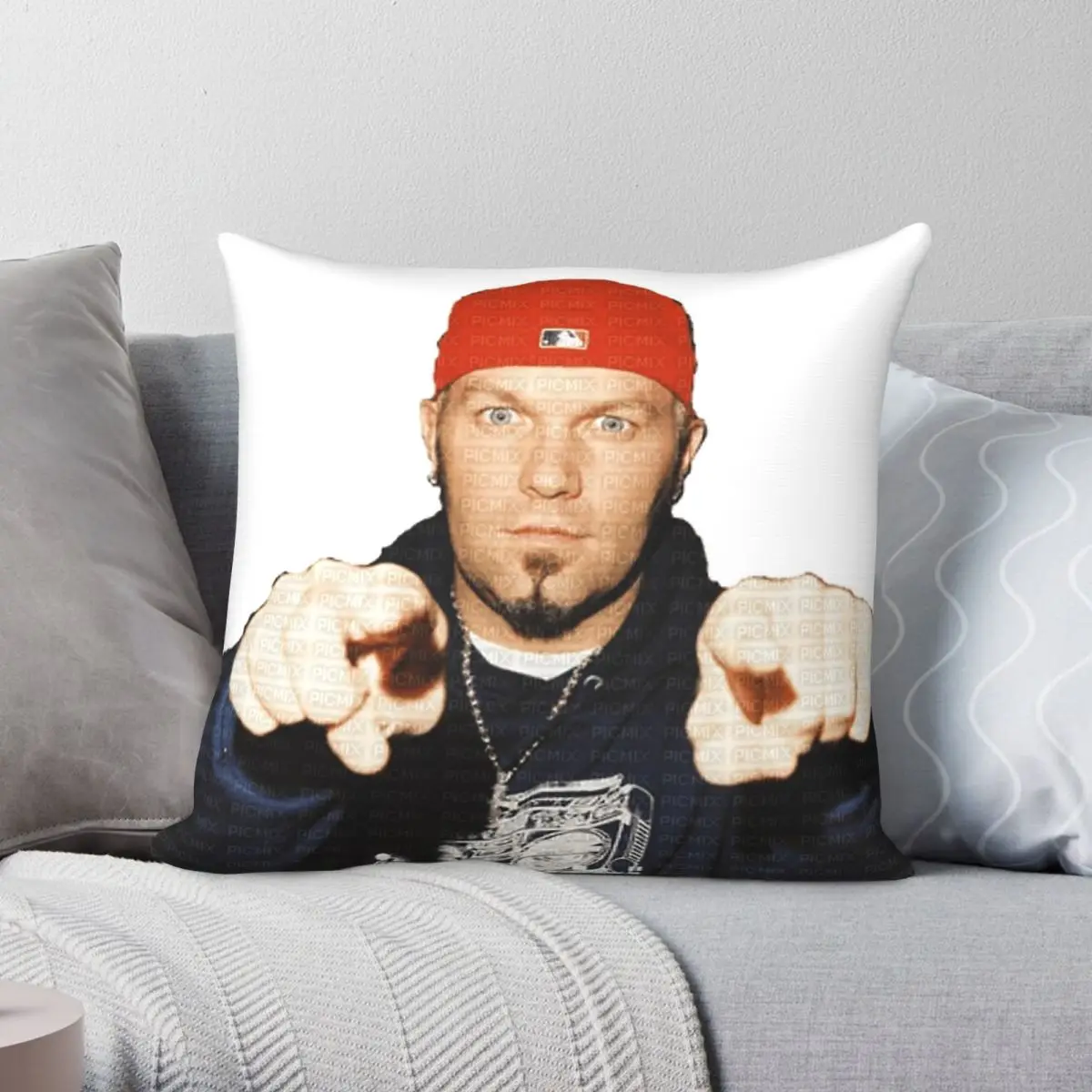 Fred Durst Limp Bizkit Pointing Square Pillowcase Polyester Linen Velvet Printed Decorative Throw Pillow Case Car Cushion