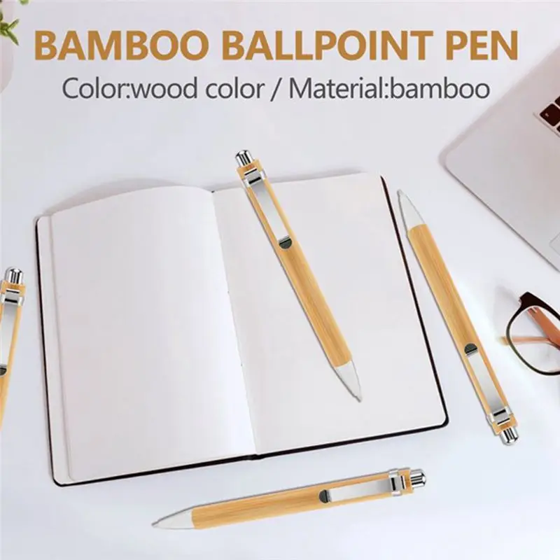 Latest ABBQ-60Pcs Bamboo Ballpoint Pens Black Ink 1mm Pen for Men Women Employee Writing Signature Journaling Home School