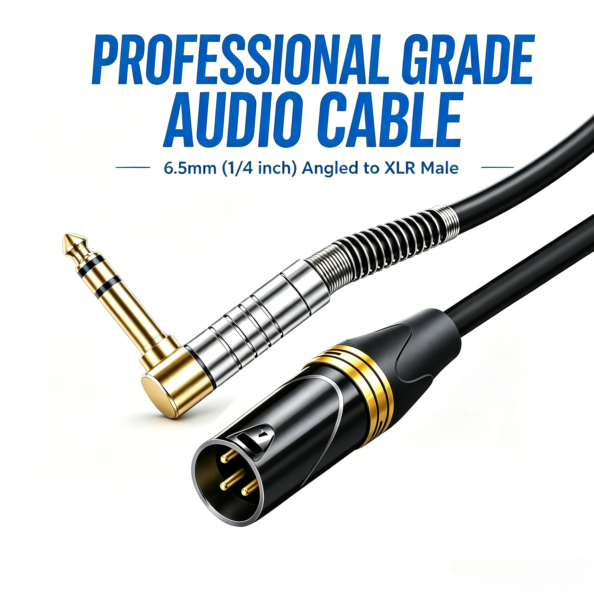 6.5mm TRS To XLR Male Audio Cable 90 ° Bend 1/4 Inch TRS Male To Canon Male Extension Cable Microphone Connection Cable