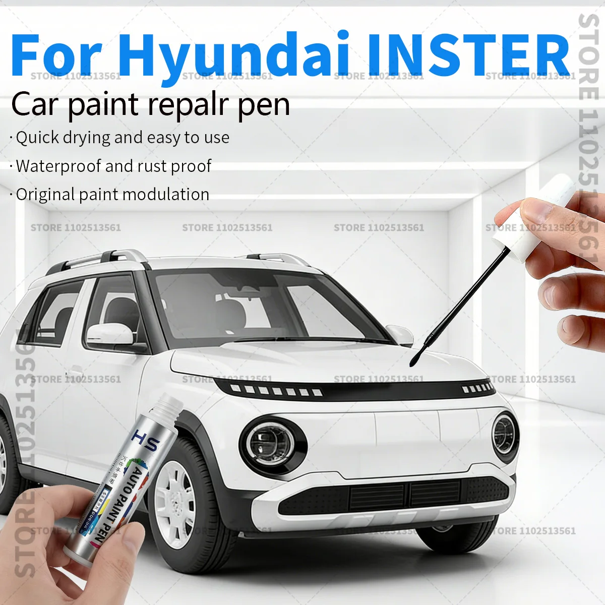 Paint Repair Pen Touch Up Scratch Remover DIY Auto Accessories For Hyundai INSTER Abyss Black Aero Silver Atlas White Orange
