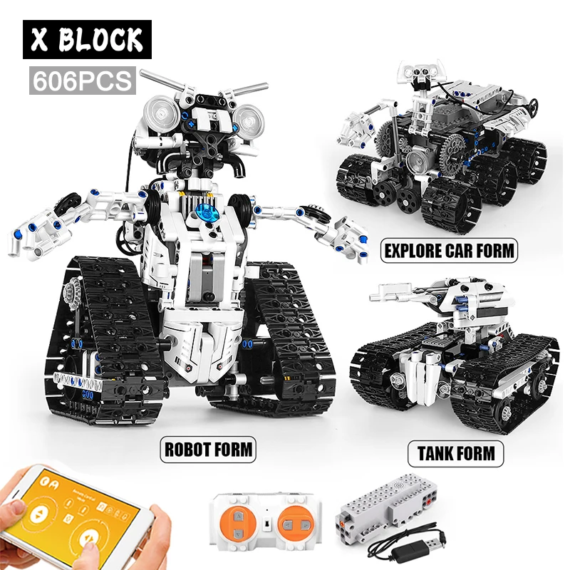 

Technical Creative The APP&RC Motorized Robot With Led Part Model Intelligent Building Blocks Toys for Childrens Christmas Gifts