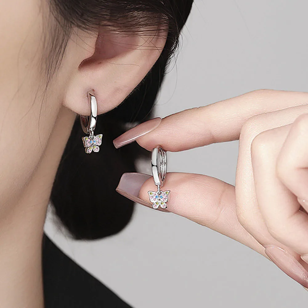 

Серьги из стерлингового серебра 925 пробы с цирконием цвета бабочки для женщин, обручальные ювелирные изделия высокого качества, ювелирные изделия, деньги 925