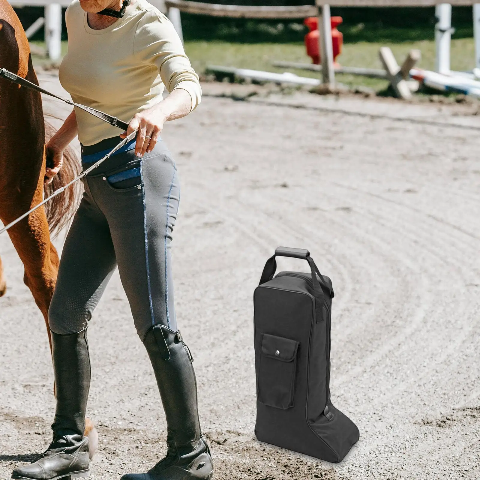 Large Equestrian Boots Carry Bag with Handle Oxford Cloth Storage Organizer for Horse Riding and Sports Trips