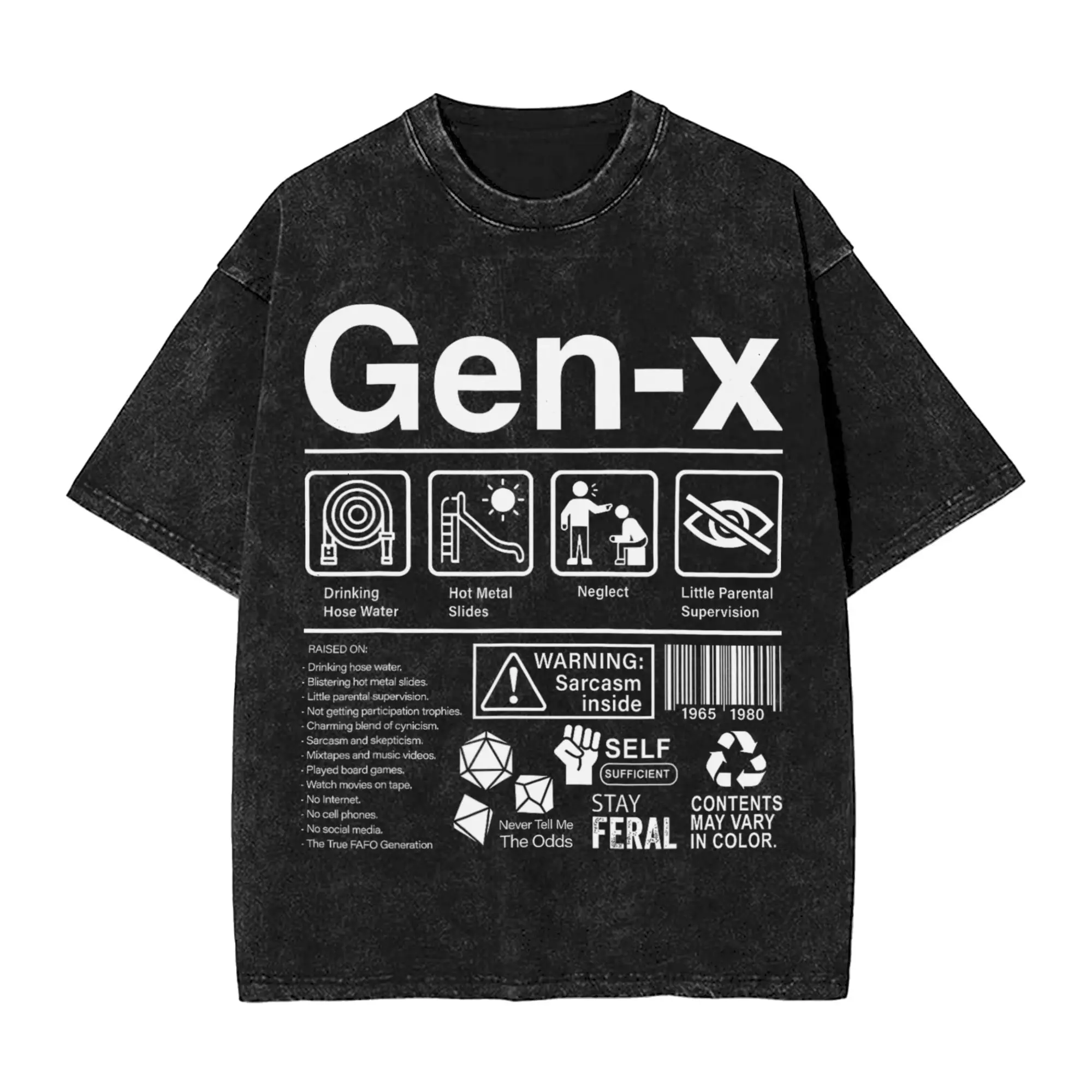 Harajuku Washed Shirts Gen X Label Funny Gen X  Merch Vintage T Shirt High Street  Streetwear Short Sleeve Summer Tees
