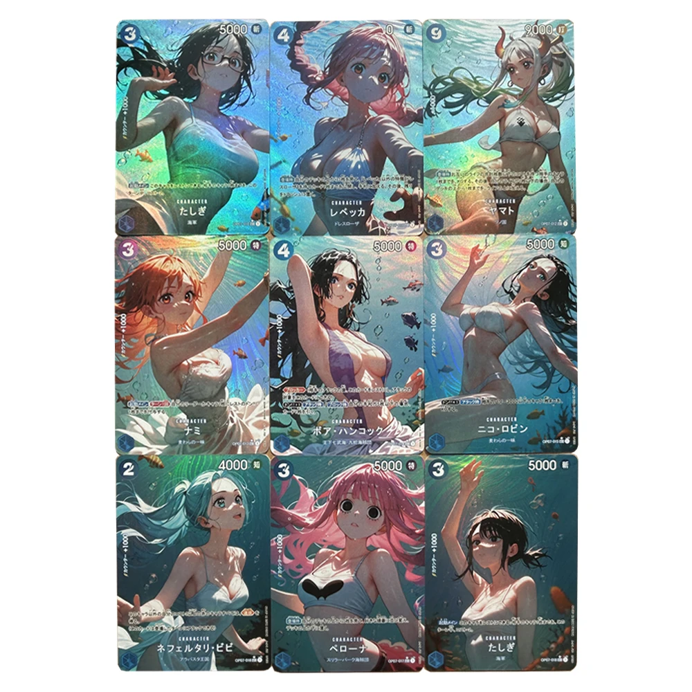 9Pcs/set Diy Self Made One Piece Yamato Nami Swimsuit Ai Collection Card Refraction Color Flash Hancock Anime Cards Gift Toys