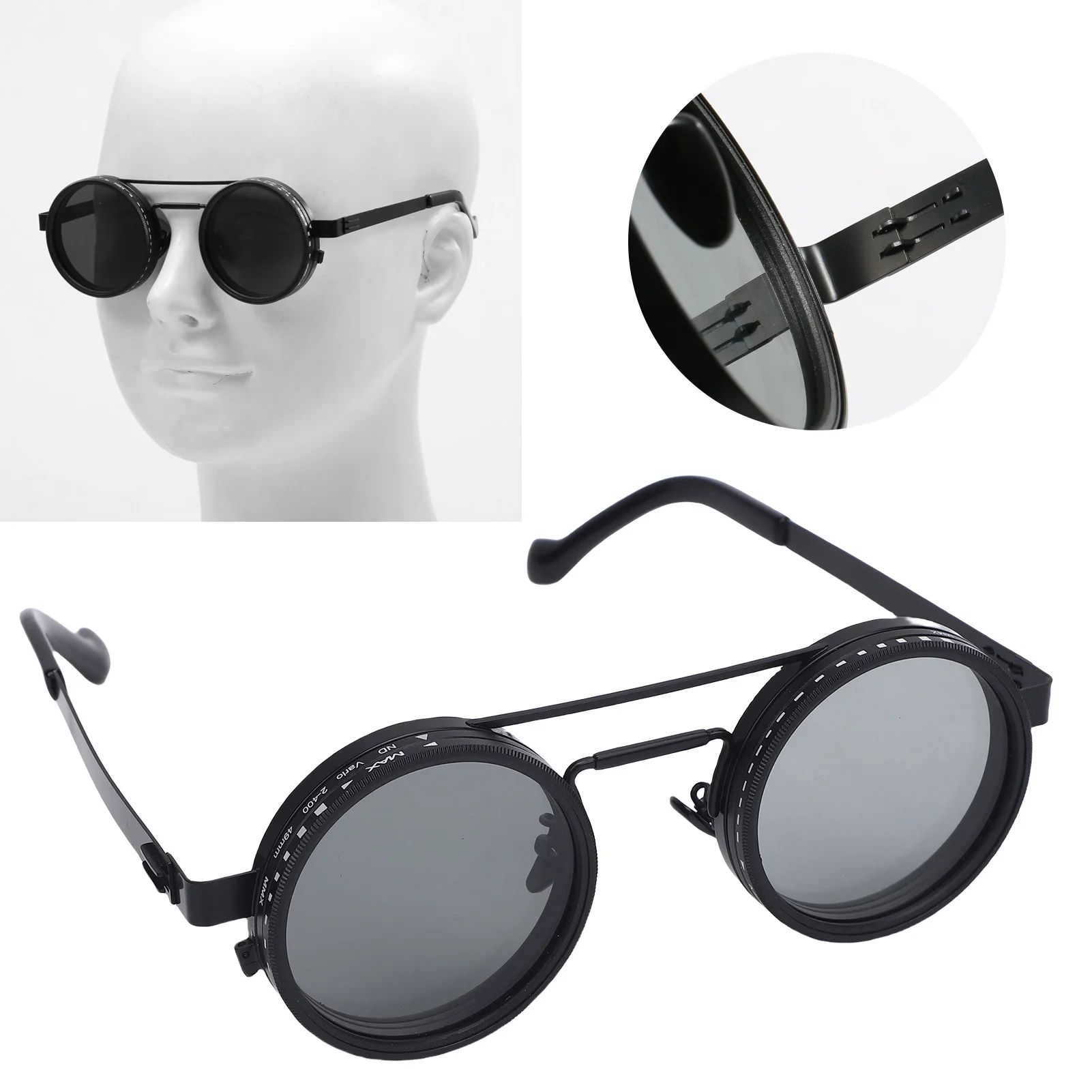 Adjustable Tint Sunglasses Adjustable Tint Sunglasses 9 Gears ND2-400 Round Polarized Sunglasses for Outdoor Adventures