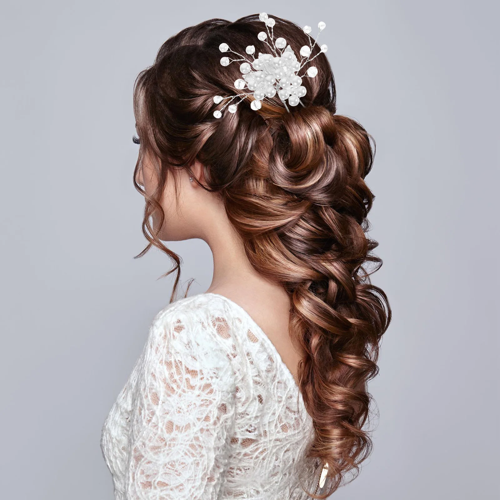 

6 Pcs Bridal Hairpin Rhinestone Decorative Hairpin Pearl Metal Silver Decorative U Shaped Clips for Women Hairstyles
