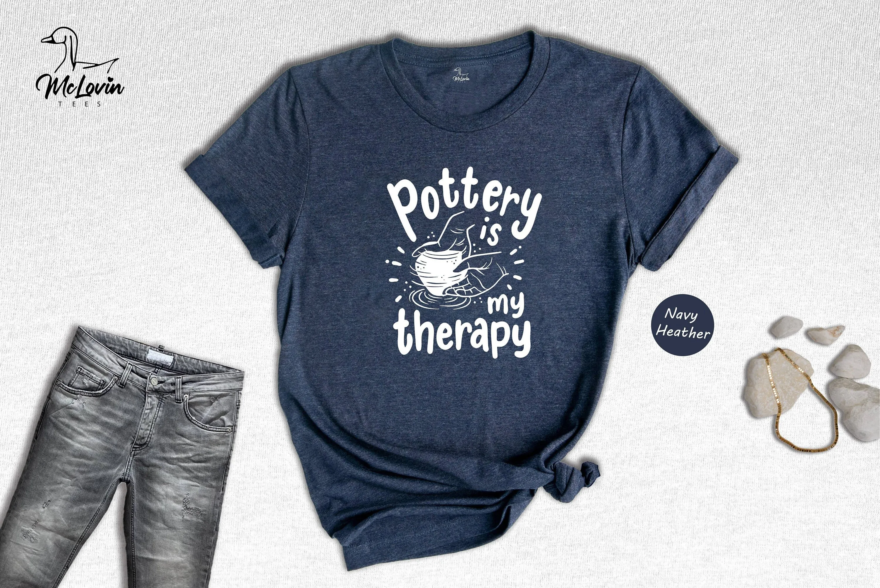 Pottery Is My Therapy T Shirt Artist Ceramics Lover Funny Pot Dealer