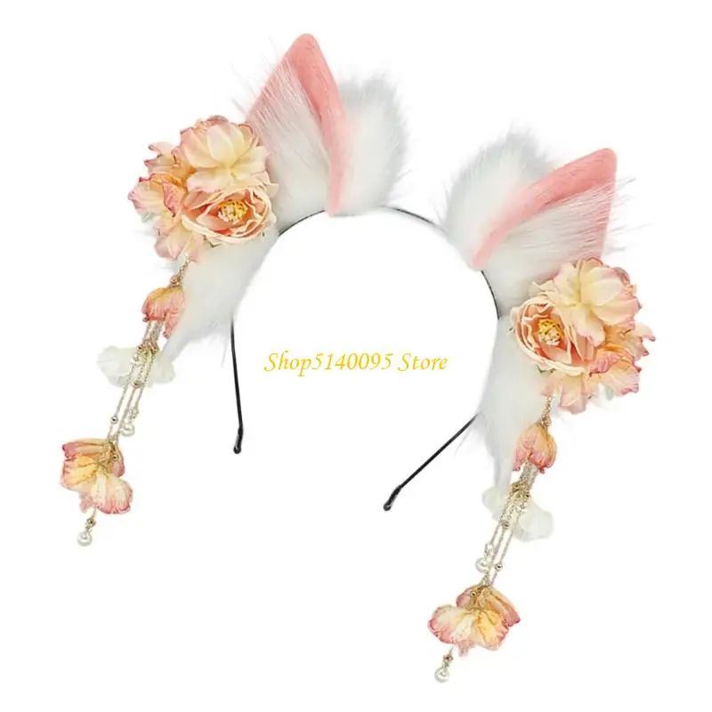 DXAE Peludo Cosplays Orelhas Gato Tiaras Para Entusiastas Anime Tradicional Chinês Traje Combinando Acessório