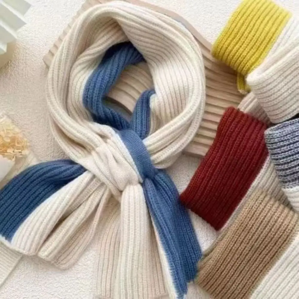 Warm Wrap Women Cross Scarf Contrast Color Cashmere Korean Style Scarf Apparel Accessories Luxury Brand