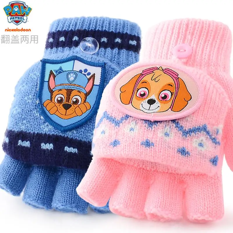 100% Genuine Paw Patrol Winter Glove Baby Boys Girls Plush Knitted Mittens Kids Outdoor Keep Warm Children Christmas Gift