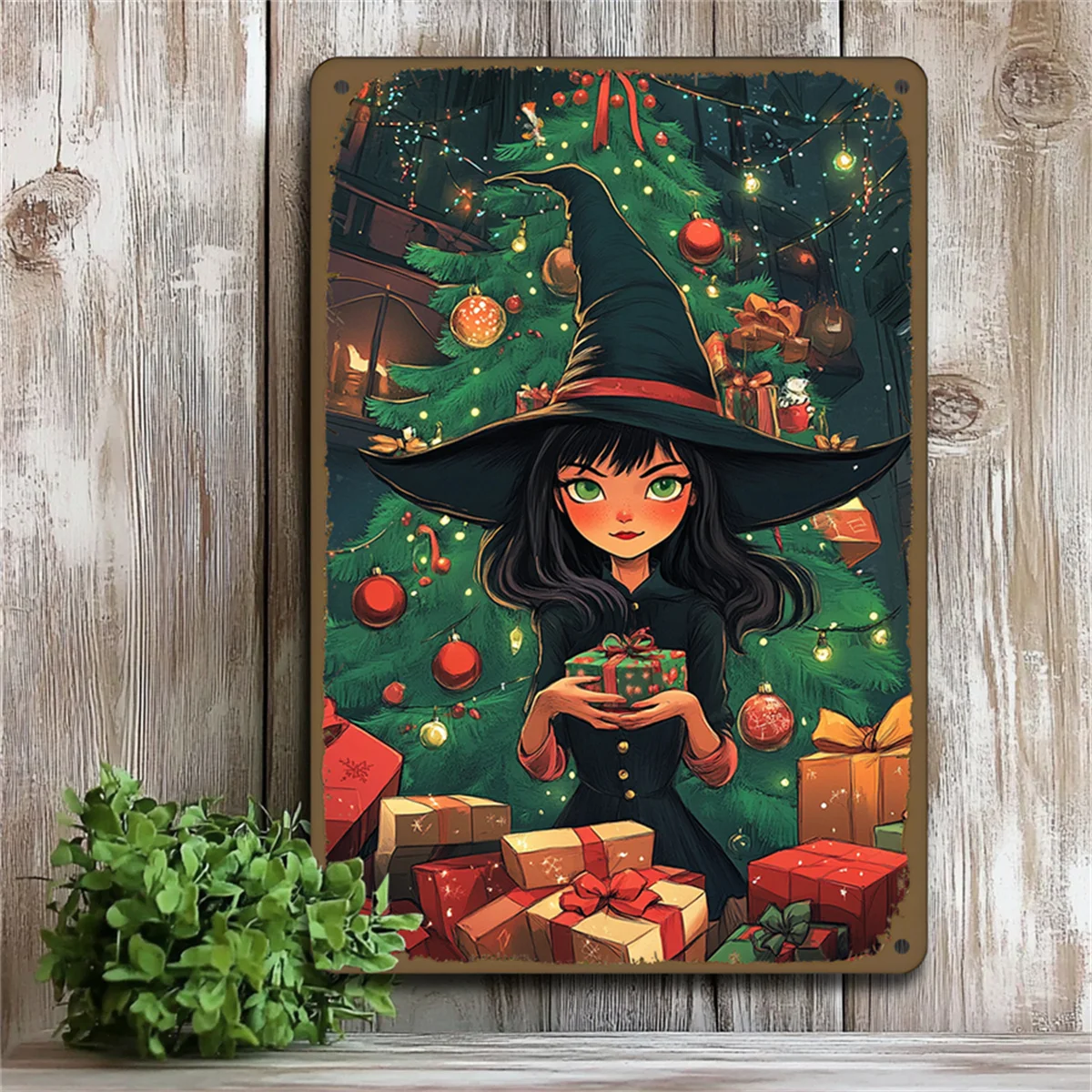 Vintage Christmas Tree ป้ายโลหะเหล็ก 8x12 นิ้ว Vintage Wall Art เหมาะสําหรับ Home และ Cafe ตกแต่งภาษาอังกฤษง่ายแขวน