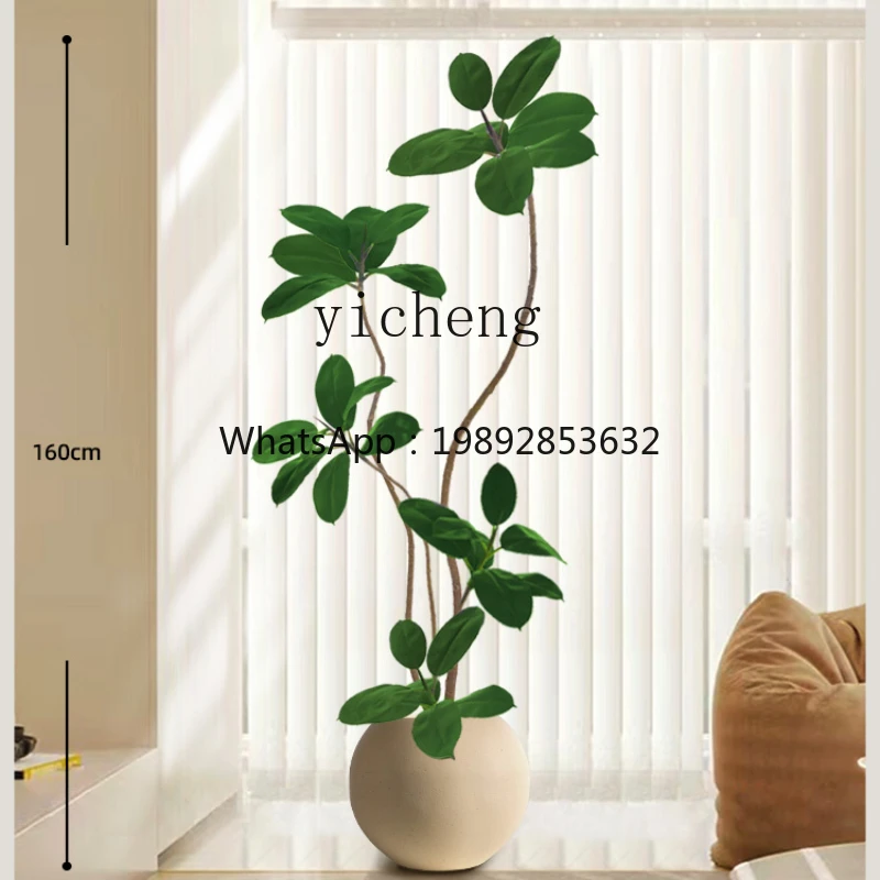 

Tqh Rubber Tree Artificial Green Plant Artificial Flower Decorative Tree Indoor Large Potted Plant Floor Ornaments