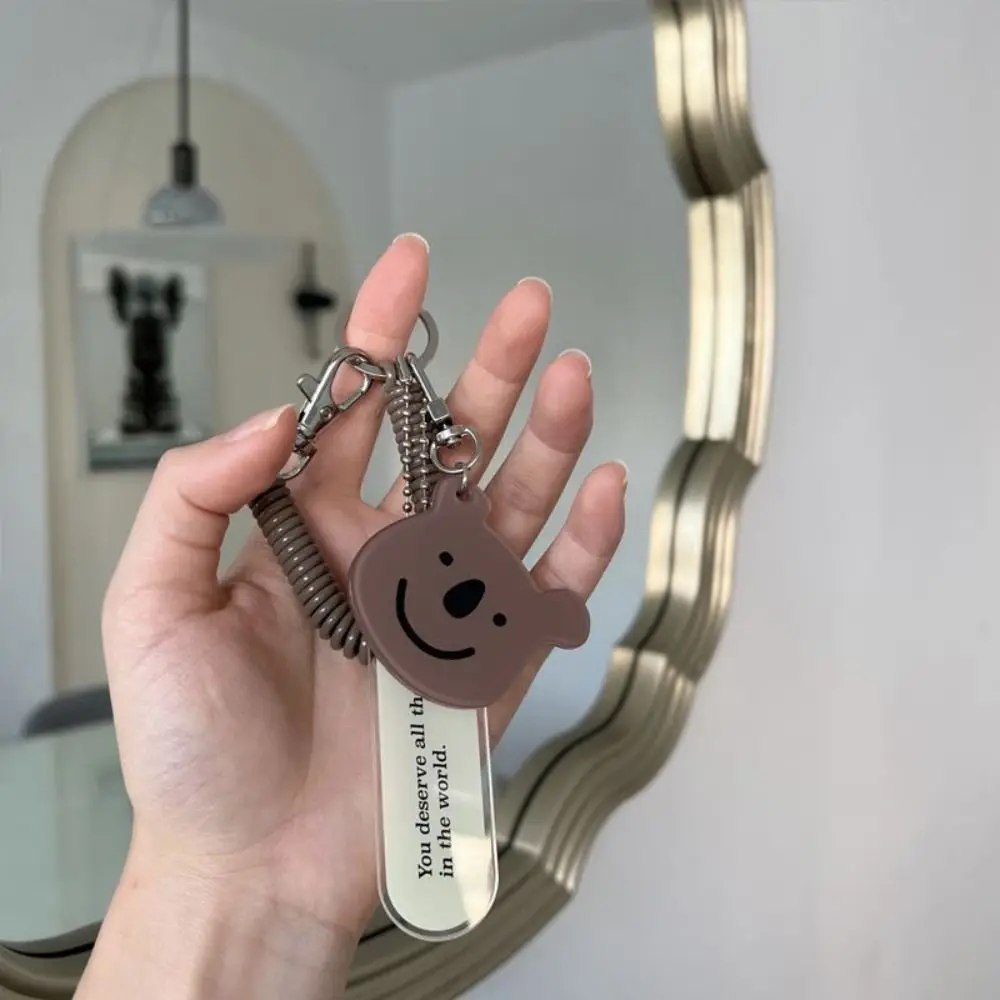 Creative Cartoon Bear Spring Coil Key Chain Key Holder Acrylic Cartoon Lanyard Korean Style Key Ring Ornaments Women