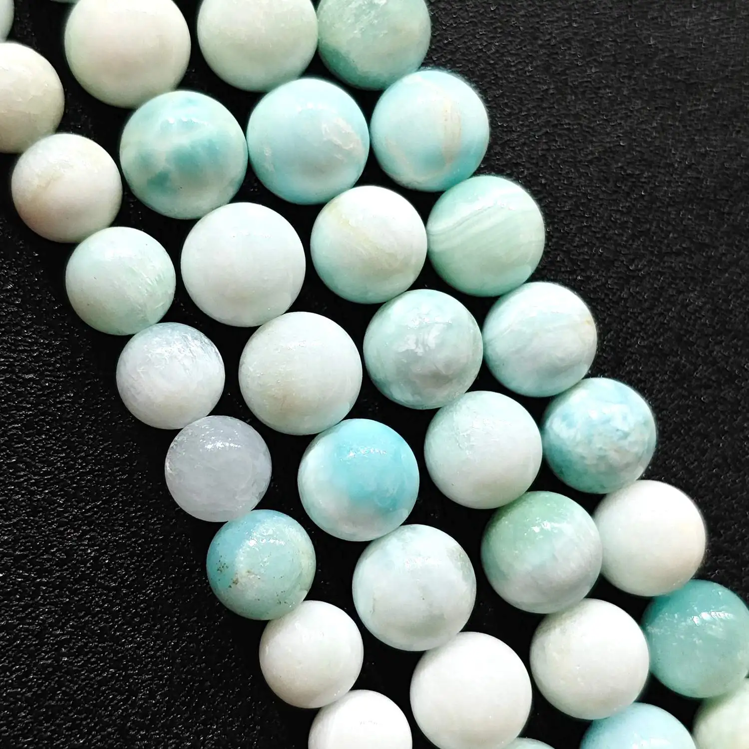 Natural Hemimorphite Beads 6mm-12mm Light Sky Blue Smooth Round Gemstone Loose Strand for DIY Jewelry Making Craft Supply