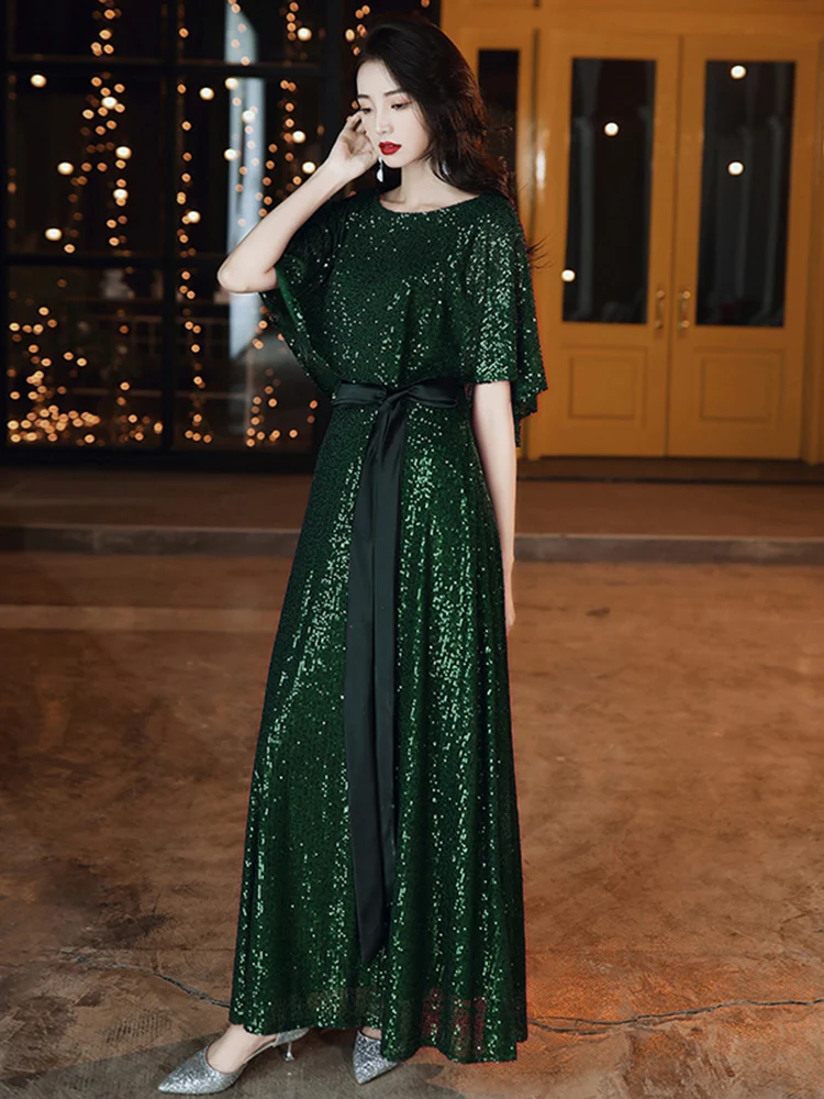 

plus Size Evening Gown Women's Ele Ball Dr iny Sequins High Quali Slimming Faionable Long Skirt Wedding Par
