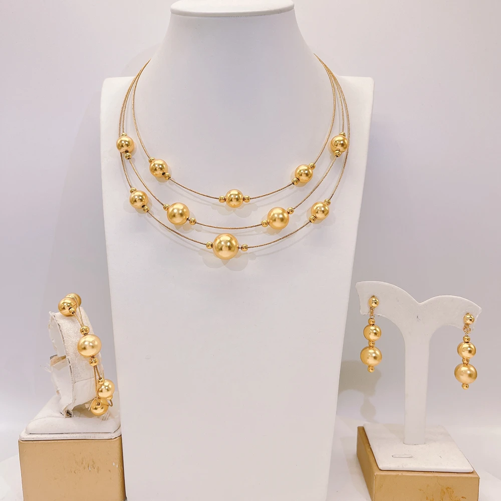 

Simple and Stylish Round Beaded Necklace Jewelry Set for Women Birthday Party Accessories