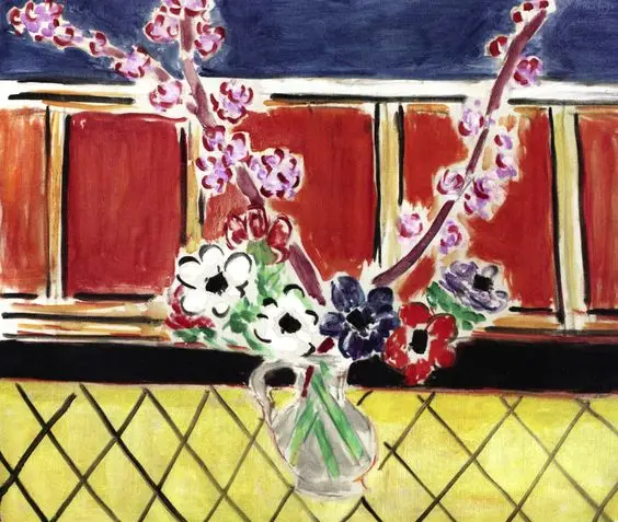 100% Hand Painted Oil Painting Anemones and Peach Blossoms 1944 Henri Matisse Fauvism Floral Still Life Canvas Wall Picture