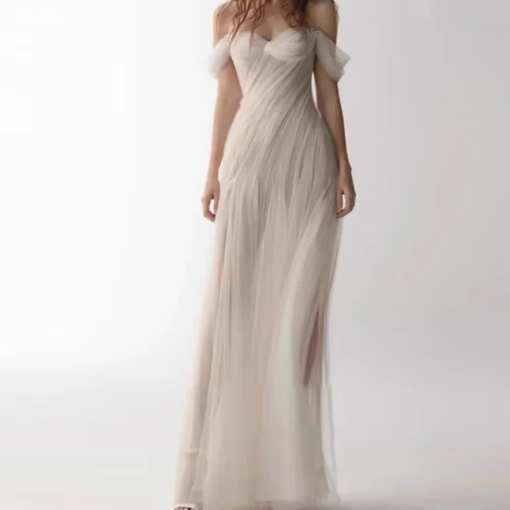 TAFN Elegant Strapless Sweetheart Formal Evening Gown Dress Pleat Straight  Floor-Length Birthday Party Prom Gowns Customzied