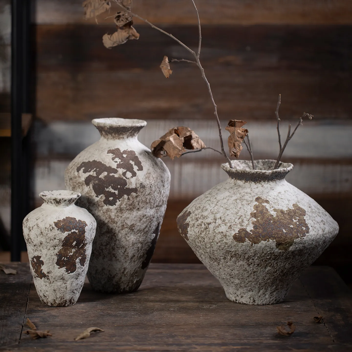 Desktop ceramic flower ware display cabinet retro vase living room entrance dining room creative decoration