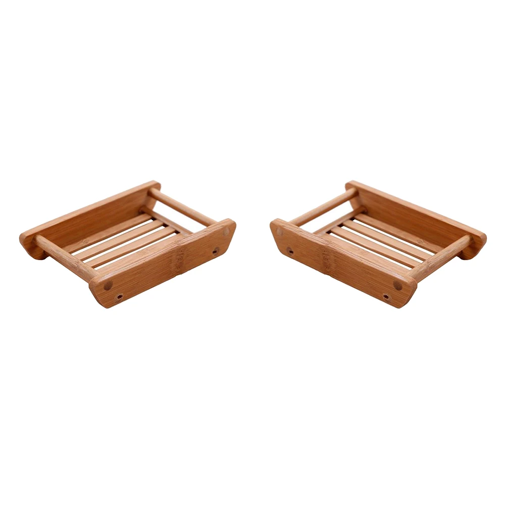 

2pcs Bamboo Wood Holder Style Tray For Bathroom Kitchen Keep Dry Tidy Organizer Wood Soap Dish Bamboo Soap Case