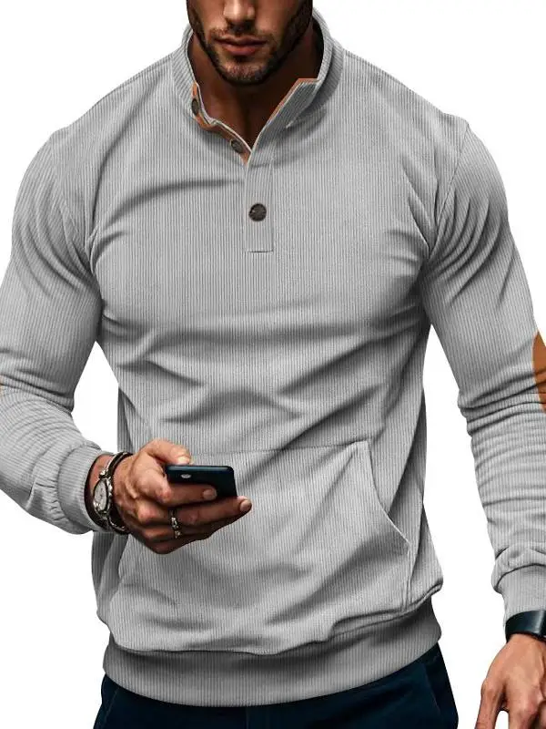 

Men's Faionable Corduroy Long Sve Hoodie with ket Casual Stand Collar Autumn Winter Clothing Breathable Qui Dry