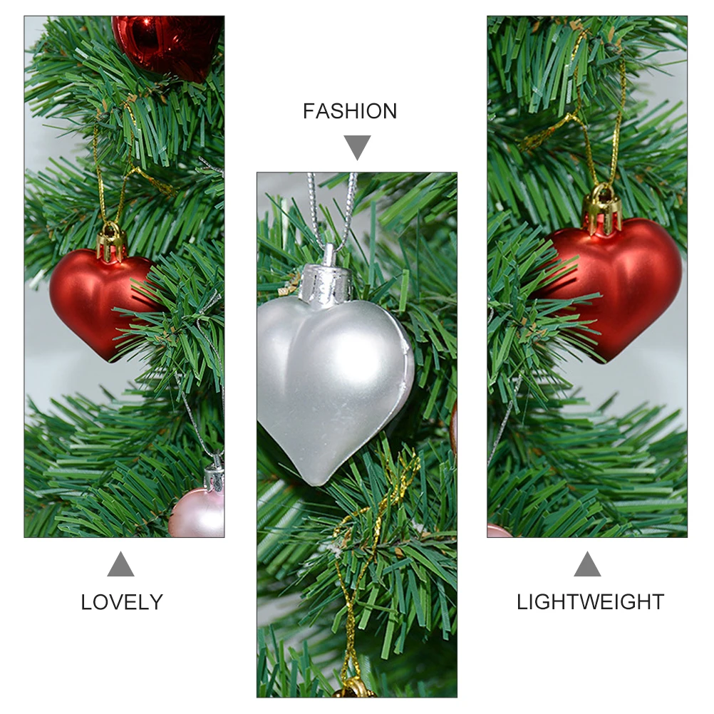 

36 Pcs Christmas Tree Ornament Decoration Plastic Heart Baubles Ornaments Shaped