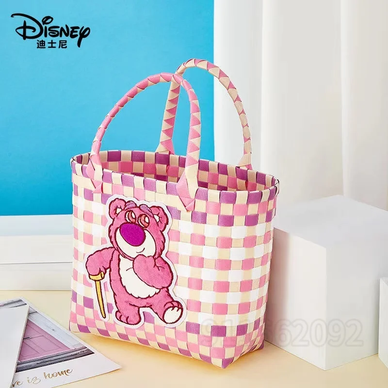 Disney Winnie The Pooh New Women's Handbag Luxury Brand Fashion Trend Woven Mini Handbag Cartoon Cute Women's Bag High Quality