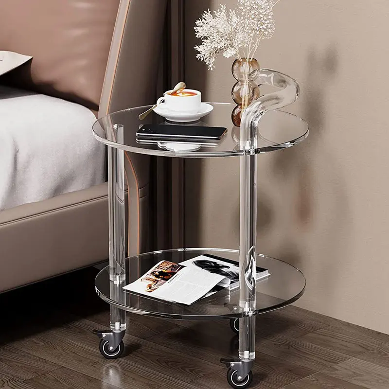 

Acrylic Coffee Table Minimalist Living Room Sofa Side Table Removable Transparent Modern Style Table Trolley