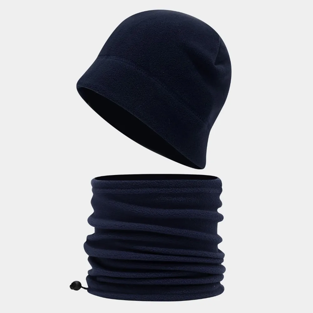 

New Polar Fleece Hat Scarf Set Windproof Warm Pullover Cap Coldproof Helmet Cap Outdoor Sports