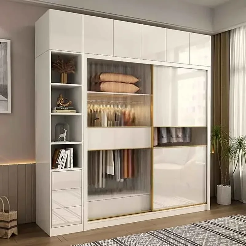 LJY Sliding Door Tall Wardrobes Orgnizer Aesthetic Stylish Wooden Wardrobe Bedroom Clothes Display Kleiderschrank Bedroom Furnit