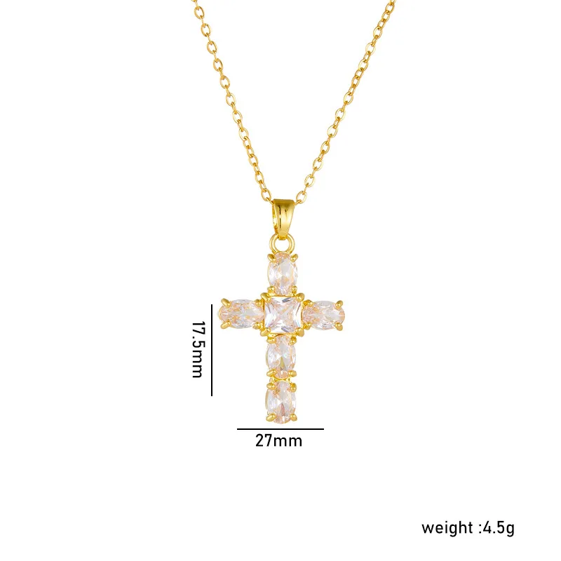 Vintage Fashion Cross Shape Pendant Necklace For Women Punk Simple Alloy Clavicle Chain Choker Personalized Trending Jewelry New