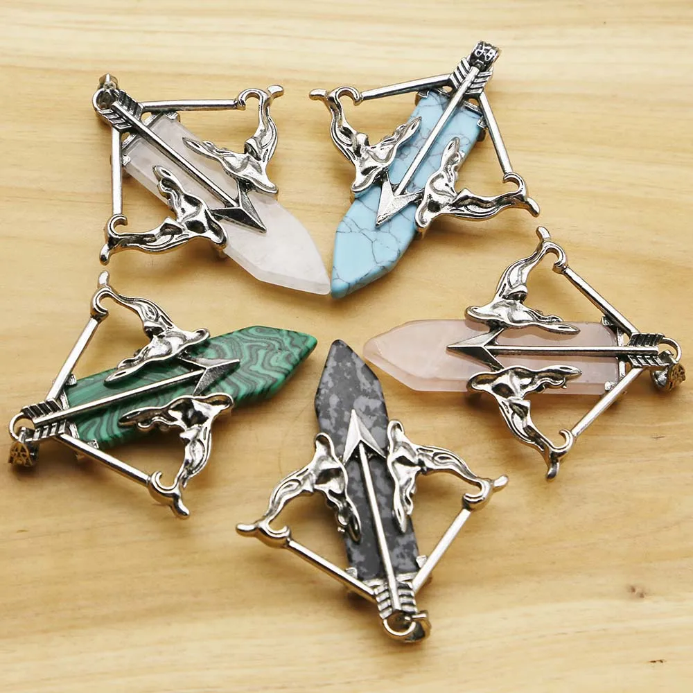 

Free Shipping Natural Stone Cupid Vintage Crystal Sword Pendant Men's And Women's Couple Necklace Charm Jewelry Accessories 5Pcs