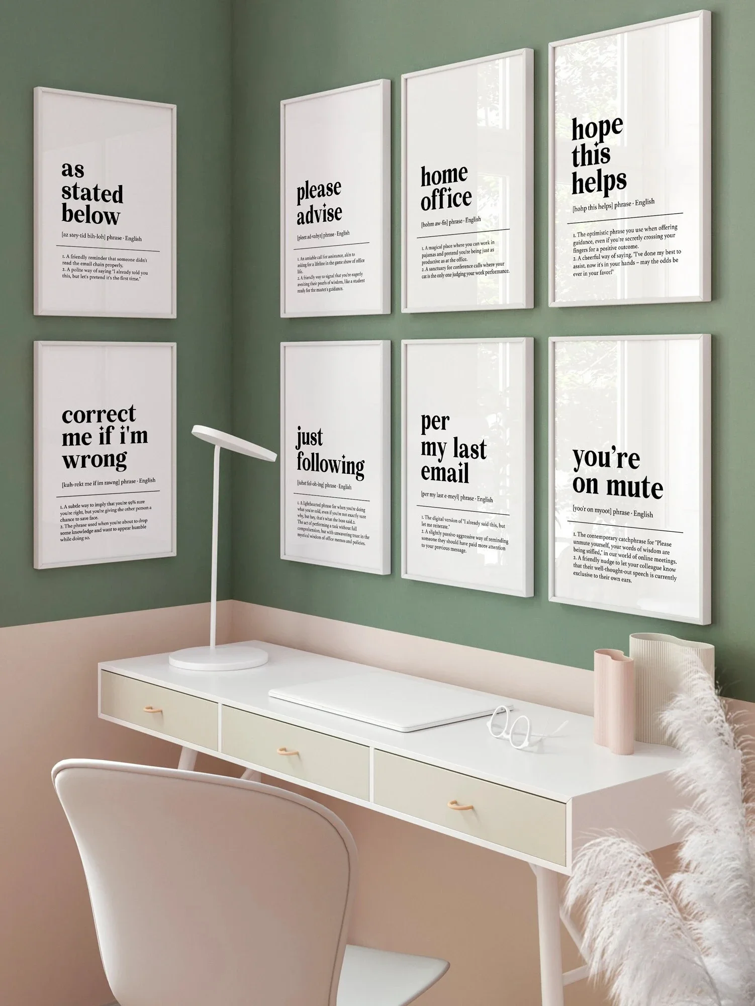 1PCS frameless Funny Definition Print Black and White Quotes Canvas Painting Office Desk Accessories Coworker Gift Home Office W