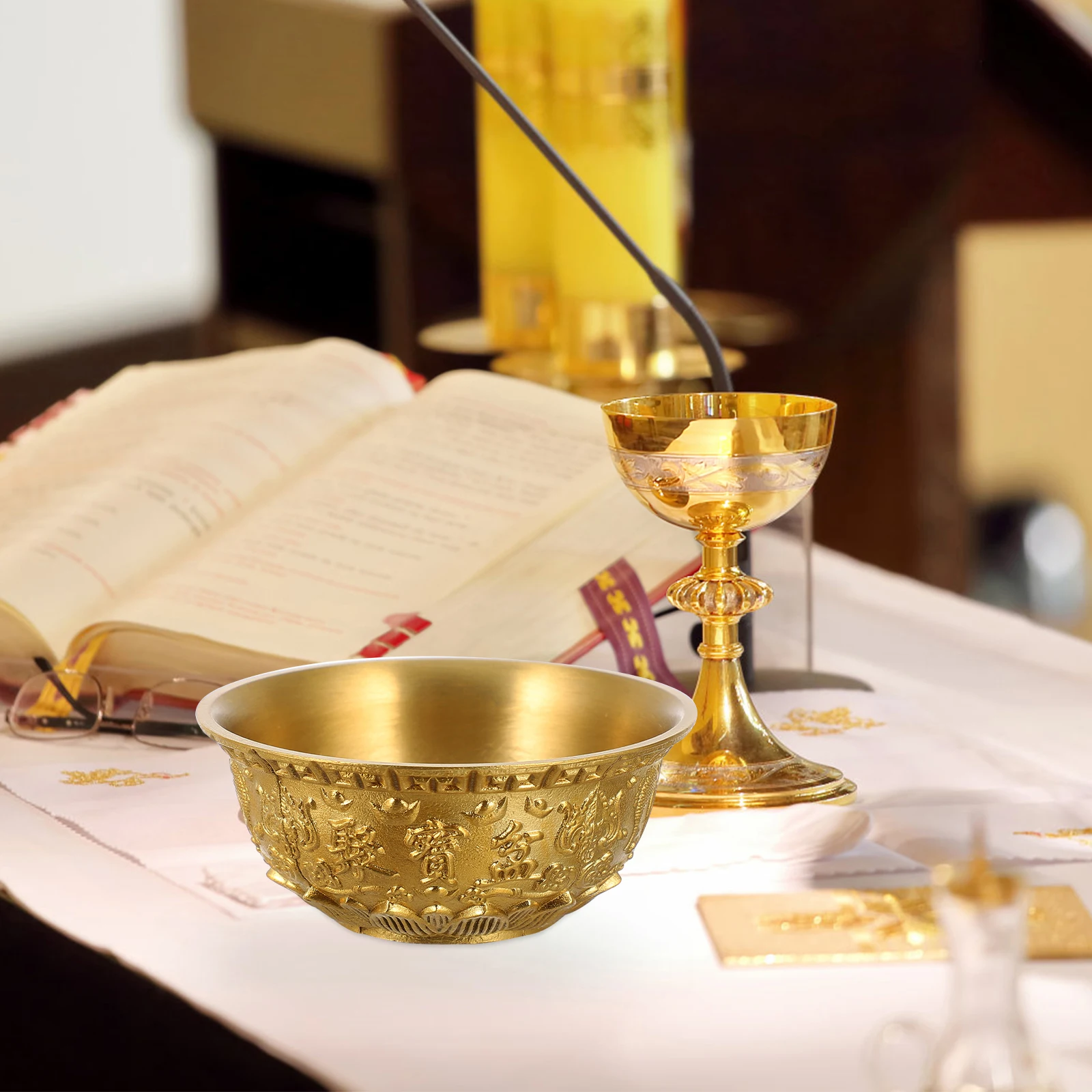 

Brass Treasure Bowl nament Decor Home Office Shop Restaurant Temple Ancestral Hall Wealth Prosperity Lucky Gift Spring Festival